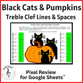 Black Cats and Pumpkin Treble Clef Lines & Spaces Pixel Art for Google Sheets