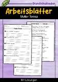 Mother Teresa | Worksheets with Questions + Answers | German