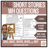 Fall Short Stories with WH Comprehension Questions - Speech Therapy