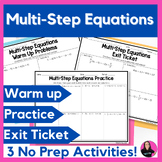 Solving Multi Step Equations Activities 8th Grade Math Warm Up Worksheets