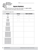 Multiplication, Grade 3: Square Numbers