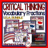 VOCABULARY FRACTIONS USA BUNDLE CRITICAL THINKING TASK CARDS
