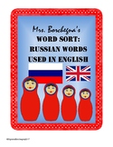 Russian Words Used in English Word Sort (First Week or Sub Plans)