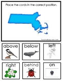 Massachusetts State Symbols themed Positional Word Game. Preschool Game