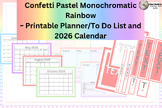 Planner/To Do List and 25/26 Calendar (PDF & SLIDES) ~ Confetti Pastel Rainbow