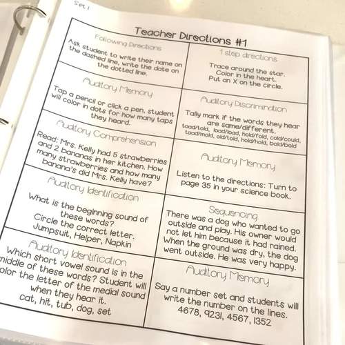 1 Page No Prep Auditory Discrimination Identification Comprehension Set 1