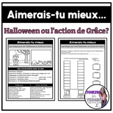 French Absence Plans English Supply Teacher Grades 4-8 Halloween or Thanksgiving