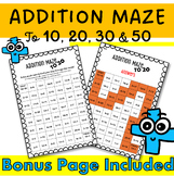 Year 2 Addition Maze Mental Maths Differentiated Activity to 10, 20, 30 and 50
