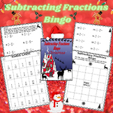 Christmas | Subtracting Fractions Bingo | 4th & 5th Grade Math