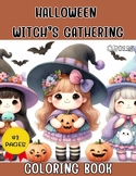 Halloween Witch's Gathering(CR0115)Halloween Coloring Book, Page, Stress Relief