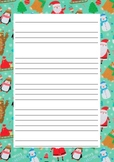 Theme Writing Paper:  christmas and friends on light blue