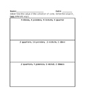 Counting Coins in Word Form Quick Check/Practice Page 2nd Grade