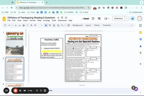 History Of Thanksgiving | Reading Comprehension - Print & Digital - TPT