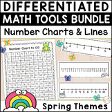 Spring Differentiated Hundred Charts, Number Charts & Closed, Open Number Lines