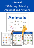 Animals,Alphabet,Coloring,Matching,Games,Activity, Pre-K -1st grade
