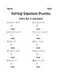 Solving Equations Practice