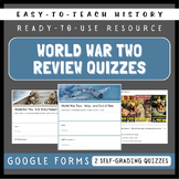 World War Two Review Quizzes Google Forms (Ready-To-Use or Customizable)