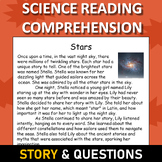 Stars Reading Science Story Comprehension Questions Worksheet