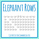 Rows of Elephants Marching Holding Tails - Animal Counting Math Clip Art Set