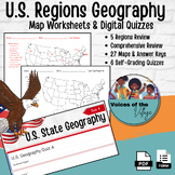 U.S. Regions Geography Worksheets and Digital Resources, No Prep
