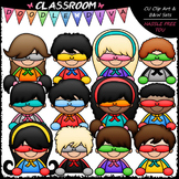 Superhero Topper Kids Clip Art - Superhero Clip Art & B&W Set