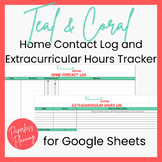Teal Digital Home Contact & Extracurricular Hours Log for Google Sheets