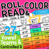 Roll, Read & Color: Vowel Teams & Controlled R Worksheet Games