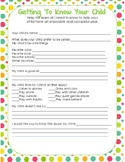 New Student parent questionnaire