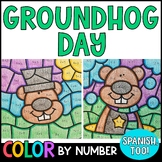 Color By Number: Groundhog Day Addition and Subtraction - Spanish Version too
