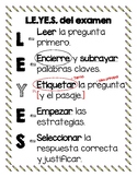 Spanish Test Taking Strategy Anchor Chart - LEyES