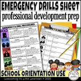 EDITABLE Professional Development Emergency & Drill Procedures Safety Sheet