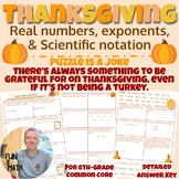 Exponents, Scientific Notation, & Roots Thanksgiving Puzzle