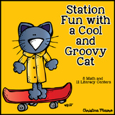 Station Fun with a Cool and Groovy Cat (Math & Literacy Stations)