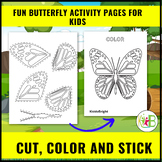 Butterfly Cut and Paste Craft for Kids  | Dot to Dot Activity  + Coloring Pages