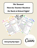MEET THE TEACHER 70's themed Back to School Night editable handout