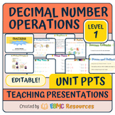 Editable Unit PowerPoints: Decimal Numbers Operations Level 1 (Differentiated)