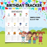 Simple Birthday Tracker | Birthday Tracker Printable Template | Birthday Planner