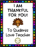 Thankful Teacher Notes - For Students