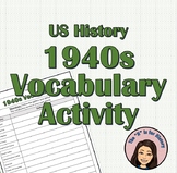 1940s Vocabulary Gallery and Student Worksheets