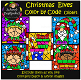 Color by Code - Christmas Elves - Clip Art (School Designhcf)