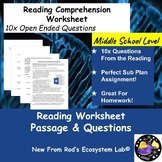 Role of an Epidemiologist Middle School Reading Worksheet w/Answer Key EDITABLE