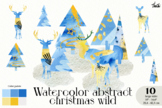Watercolor Christmas Woodland Wild Animal Deer clipart png