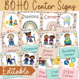 Boho Center Signs,BOHO Labels,Muted Neutral Rainbow Centers,BOHO Classroom Decor