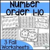 Fall Counting Number Order No Prep Worksheets 1-10