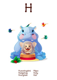 ? ABC  letter H. Classroom Poster Alphabet - Animals. English animals alphabet.