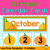 October Calendar Numbers Pumpkin Number Cards Classroom Decor Printables