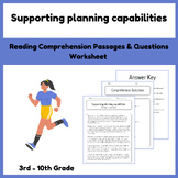 Supporting Planning Capabilities: Reading Comprehension Passages & Questions Wor
