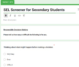 SEL Screener for Secondary Students - Google Form