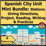 Spanish City Unit Resources Bundle Stations Read Write Practice Maps & Project
