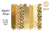 Yellow Leopard Brush Strokes Sublimation transfer clip art, butter glitter gold